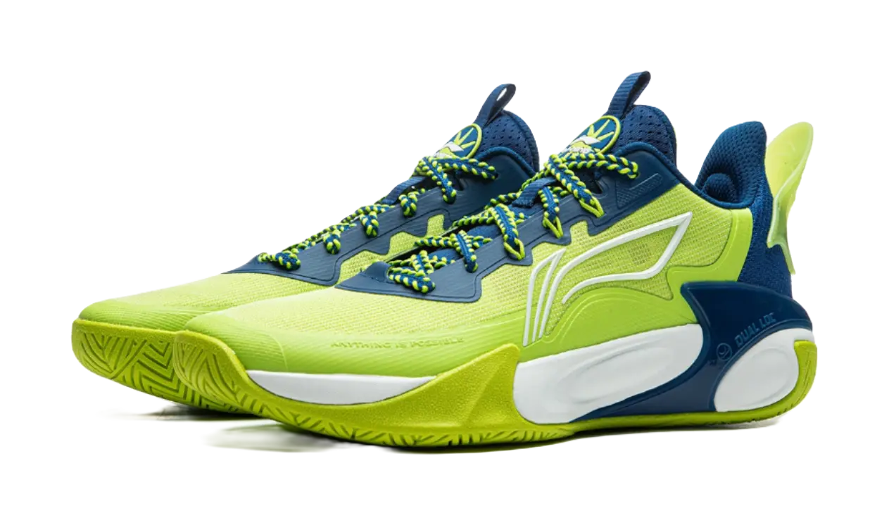 LINING YOUNG Wind Shadow 2.0 Low top Childrens Basketball Shoes Green Blue Teenagers 