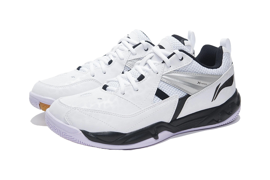 Li Ning Koba Men's Low-Top Badminton Shoes - Shock Absorption Slip & Abrasion Resistant White Black 