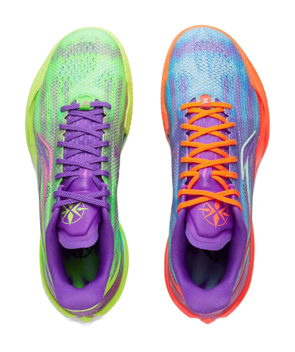 Li-Ning LiRen 5 V2 "Over Mountain" - Mismatched Basketball Shoes Mens Neon Green Purple  VJSNEAKER