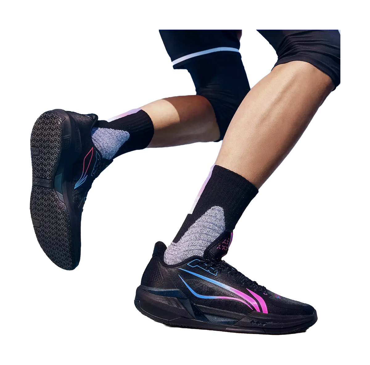 Li Ning Light Speed 3 - Black Purple Low Top Basketball Shoes for Men 