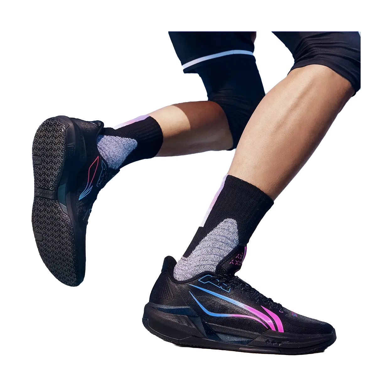 Li Ning Light Speed 3 - Black Purple Low Top Basketball Shoes for Men 