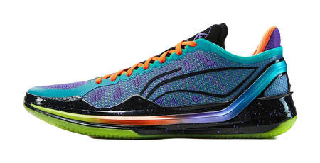 LiNing LiRen 4 V2 Men's Basketball Shoes - Slip Resistant Lightweight Rebound Low Top Fluorescent Jade Green Fluorescent Star Radiant Purple
