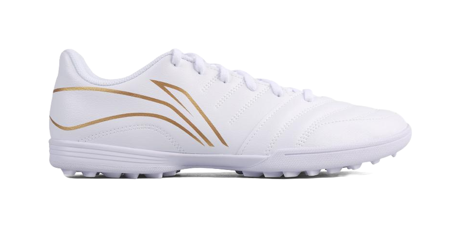 Li Ning Long Song Series TF Turf Soccer Cleats - Cushioned & Durable for Artificial Grass Unisex White Gold 