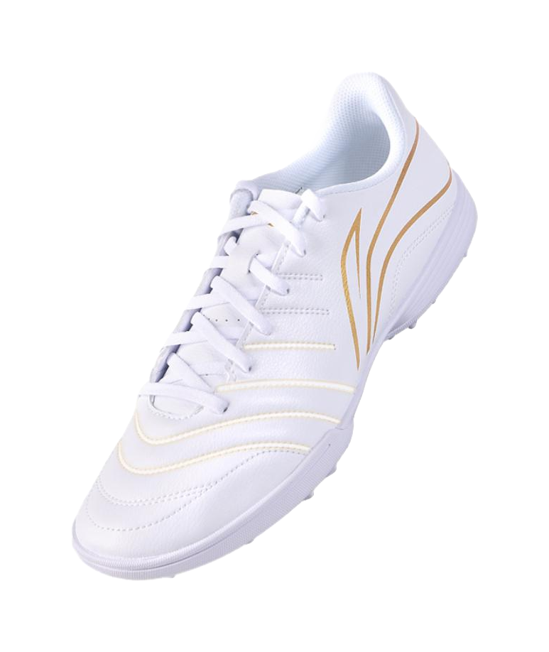 Li Ning Long Song Series TF Turf Soccer Cleats - Cushioned & Durable for Artificial Grass Unisex White Gold 