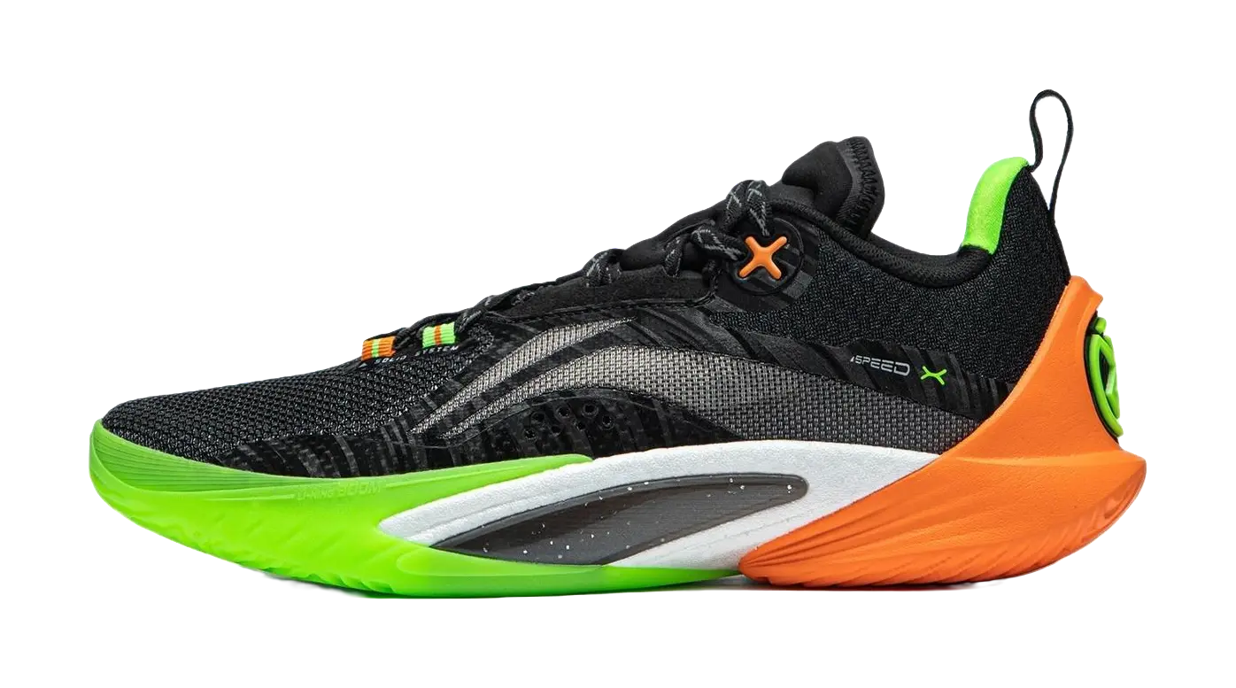Li Ning Speed 10 Basketball Shoes Mens Low top Black Green Orange  vjsneaker.com