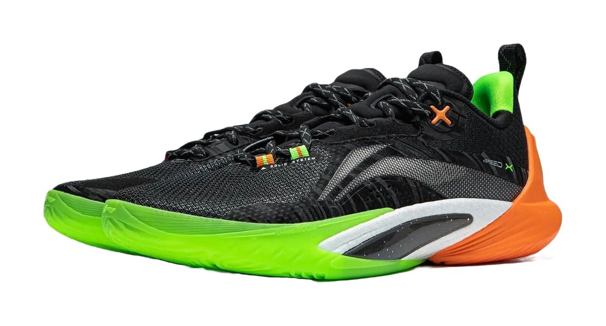 Li Ning Speed 10 Basketball Shoes Mens Low top Black Green Orange  vjsneaker.com