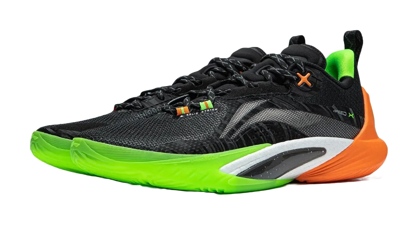 Li Ning Speed 10 Basketball Shoes Mens Low top Black Green Orange  vjsneaker.com