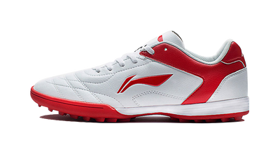 Li Ning TF Soccer Cleats - Rubber Broken Studs for Artificial Turf with Cushioning Anti-Slip & Wear-Resistant White Red 