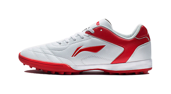 Li Ning TF Soccer Cleats - Rubber Broken Studs for Artificial Turf with Cushioning Anti-Slip & Wear-Resistant White Red 