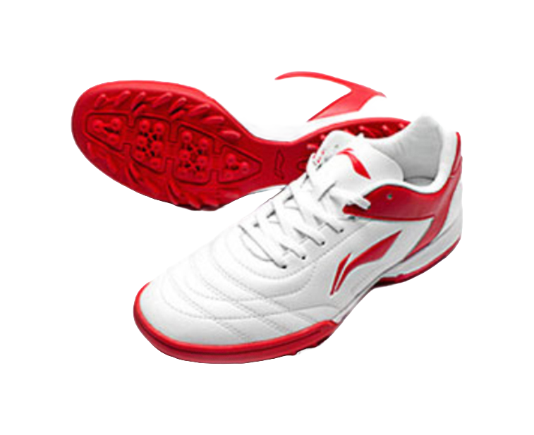Li Ning TF Soccer Cleats - Rubber Broken Studs for Artificial Turf with Cushioning Anti-Slip & Wear-Resistant White Red 