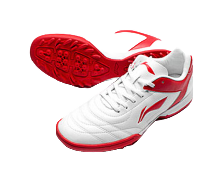 Li Ning TF Soccer Cleats - Rubber Broken Studs for Artificial Turf with Cushioning Anti-Slip & Wear-Resistant White Red 