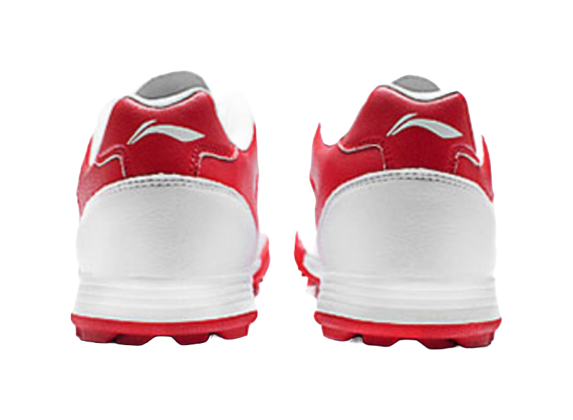 Li Ning TF Soccer Cleats - Rubber Broken Studs for Artificial Turf with Cushioning Anti-Slip & Wear-Resistant White Red 