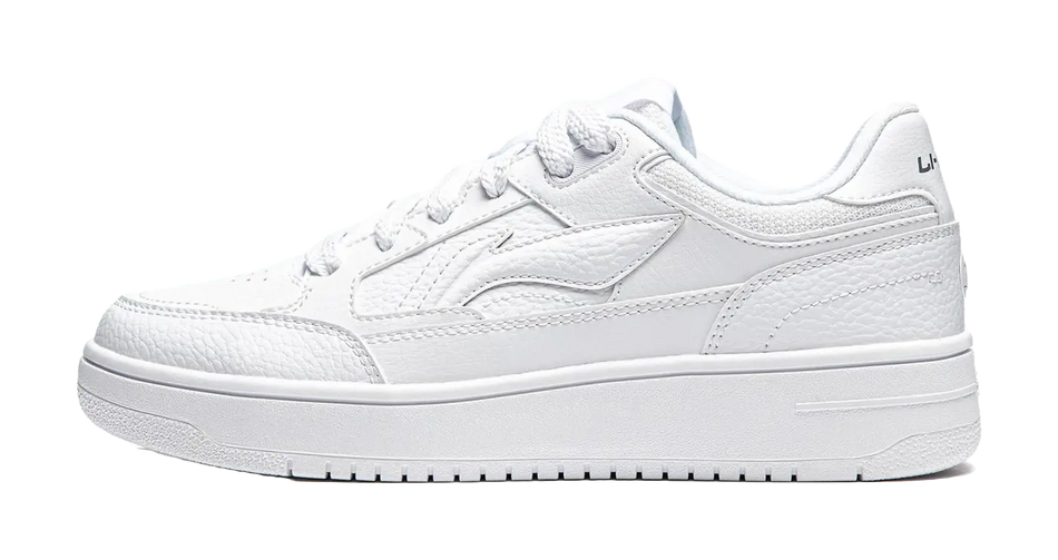 Li Ning Tianji Slip Resistant, Abrasion Resistant, Height Increasing Low top Skateboard Shoes Womens Standard White  vjsneaker.com