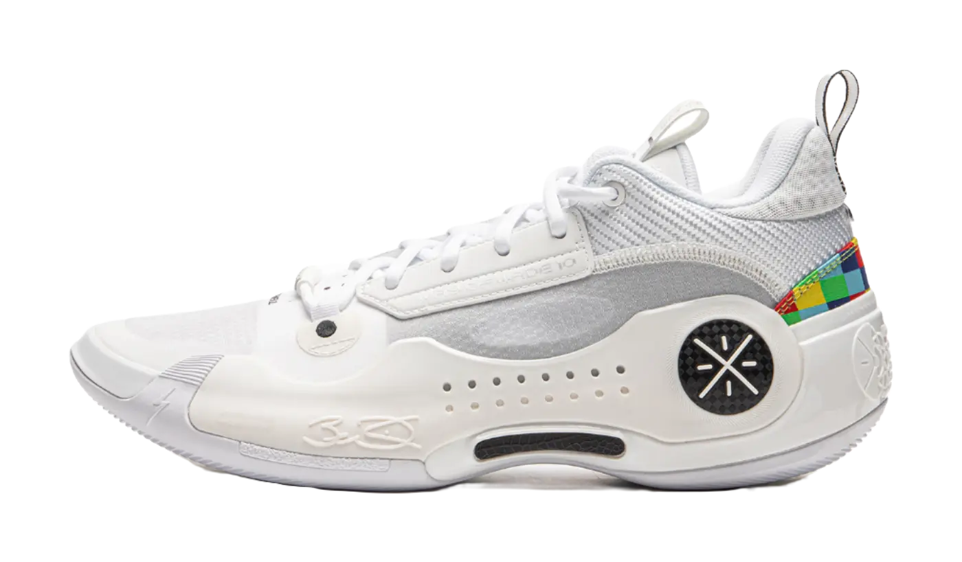 Li-Ning Way of Wade 10（WOW10）Low "Pixel" -Basketball Shoes Mens White Gray  vjsneaker.com