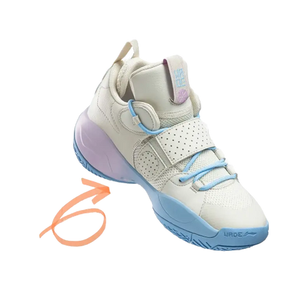 Li Ning YOUNG ALL CITY 8 Cushioning Rebound Mid top Childrens Basketball Shoes White Blue  vjsneaker.com