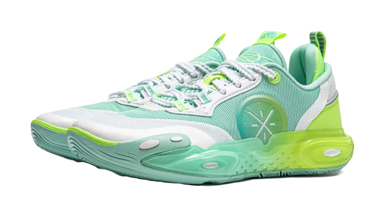 Li Ning YOUNG All City 12 Low top Childrens Basketball Shoes White Turquoise  vjsneaker.com