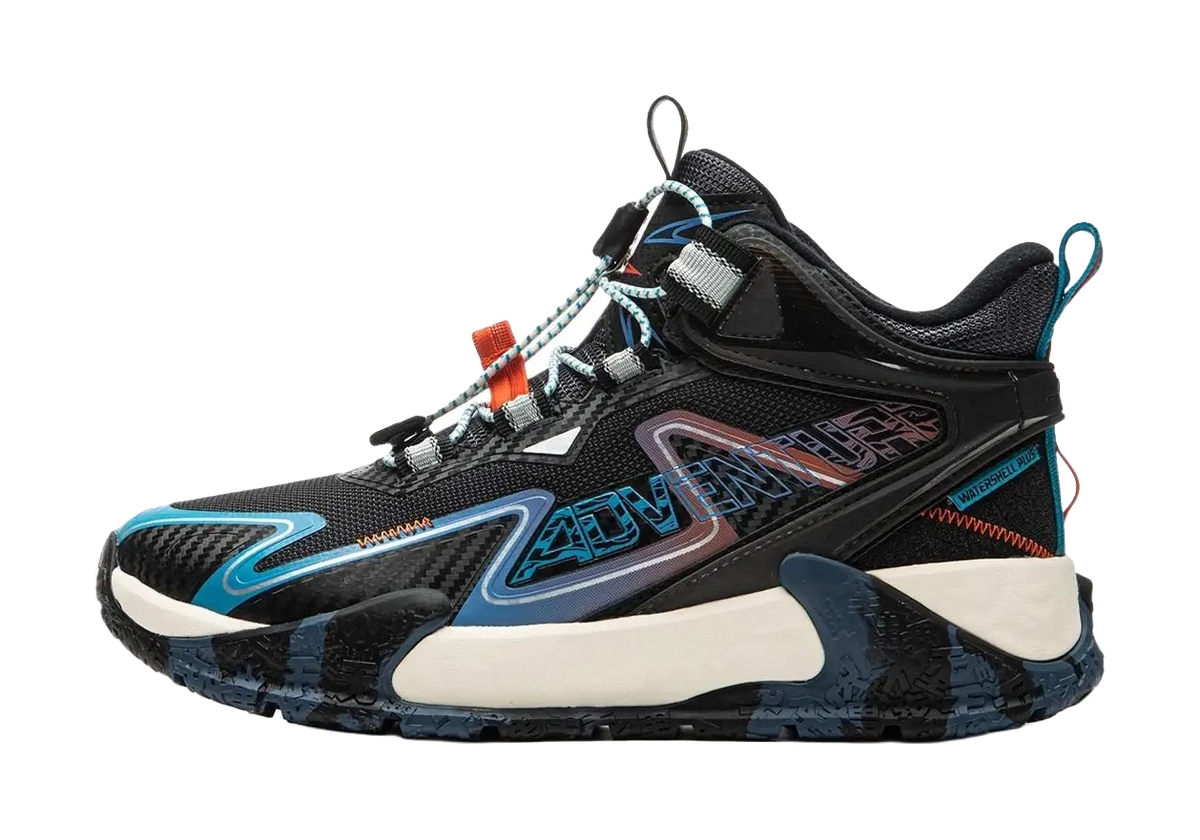 Li Ning YOUNG Outdoor Slip Resistant Cushioning Rebound Support Mid top Kids Outdoor Shoes Black Unisex  vjsneaker.com