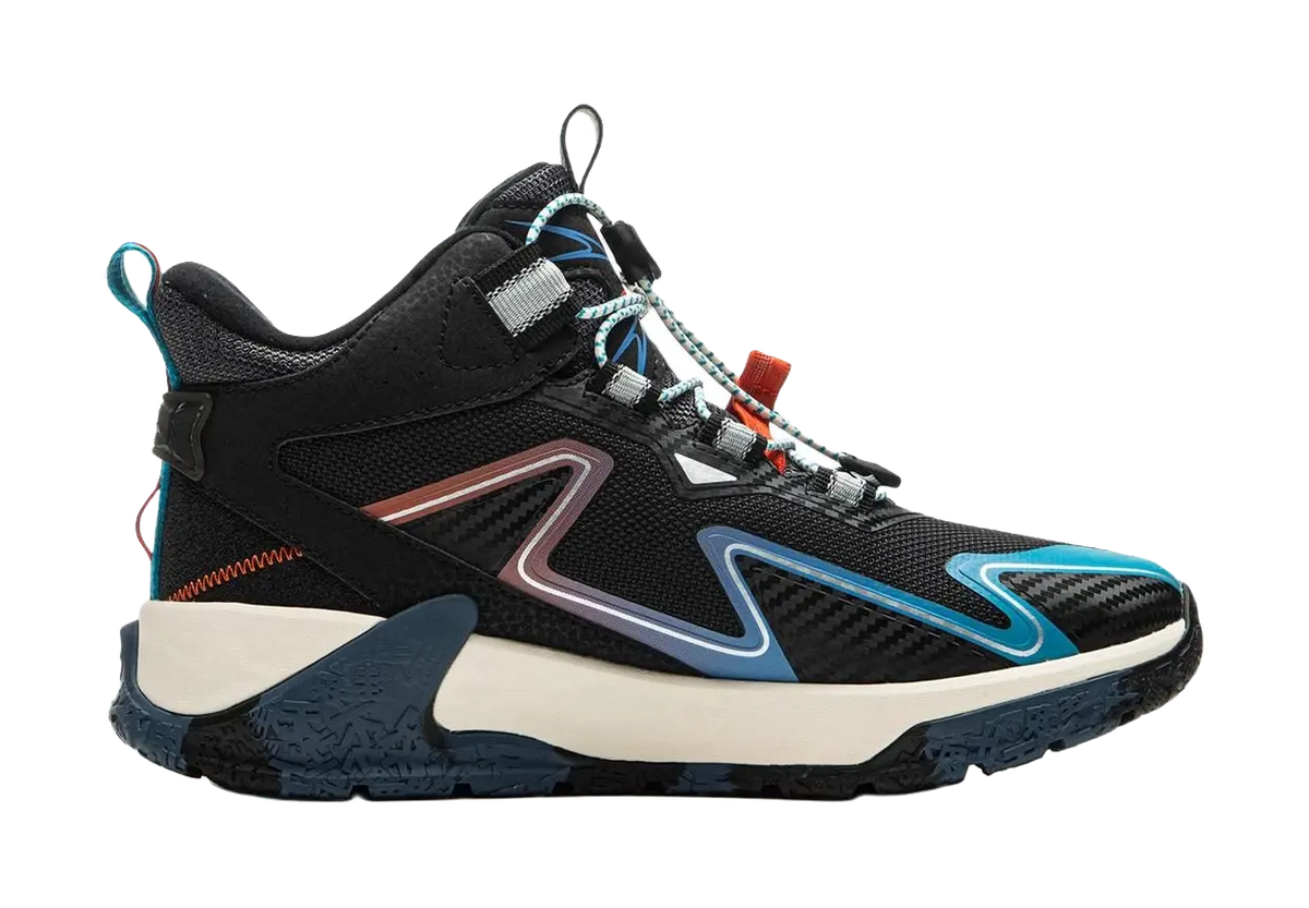 Li Ning YOUNG Outdoor Slip Resistant Cushioning Rebound Support Mid top Kids Outdoor Shoes Black Unisex  vjsneaker.com