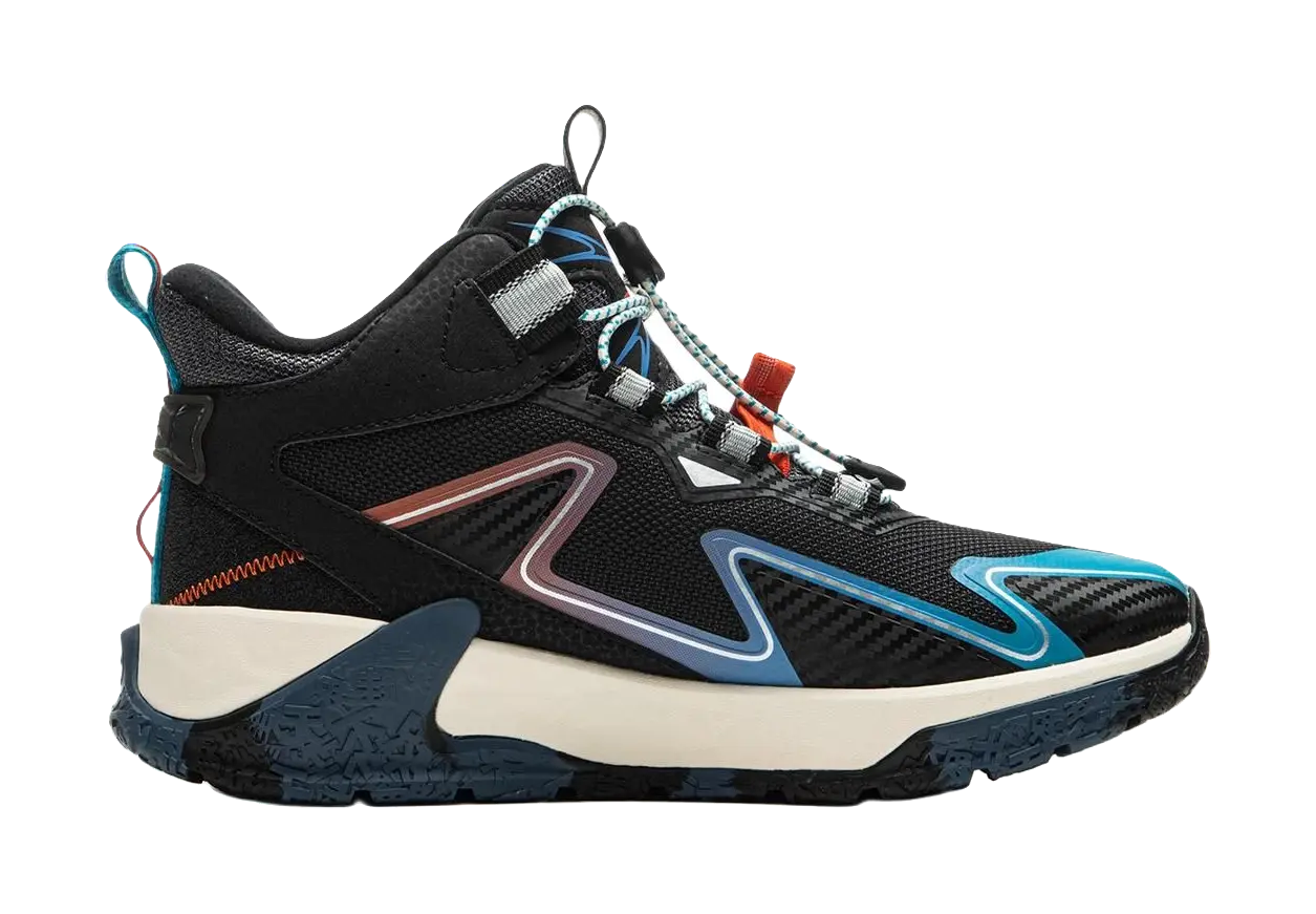 Li Ning YOUNG Outdoor Slip Resistant Cushioning Rebound Support Mid top Kids Outdoor Shoes Black Unisex  vjsneaker.com