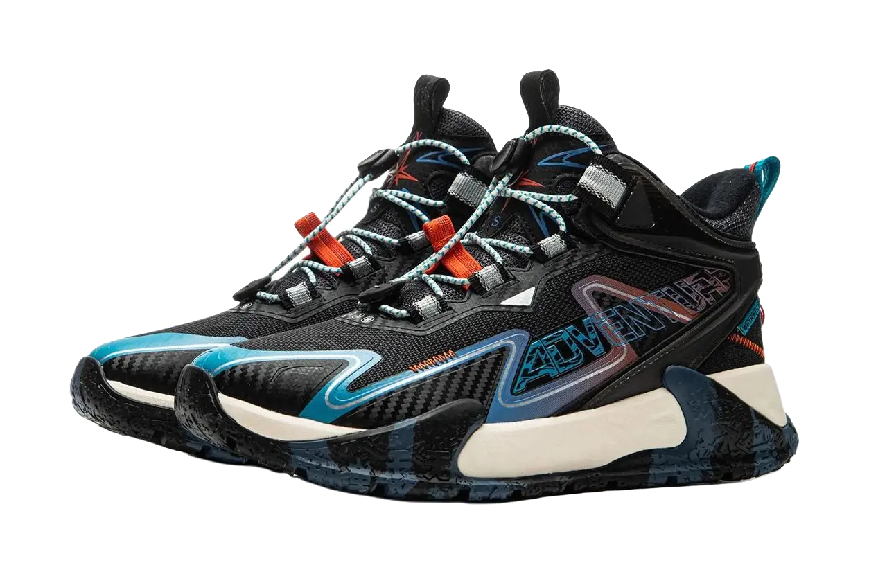 Li Ning YOUNG Outdoor Slip Resistant Cushioning Rebound Support Mid top Kids Outdoor Shoes Black Unisex  vjsneaker.com