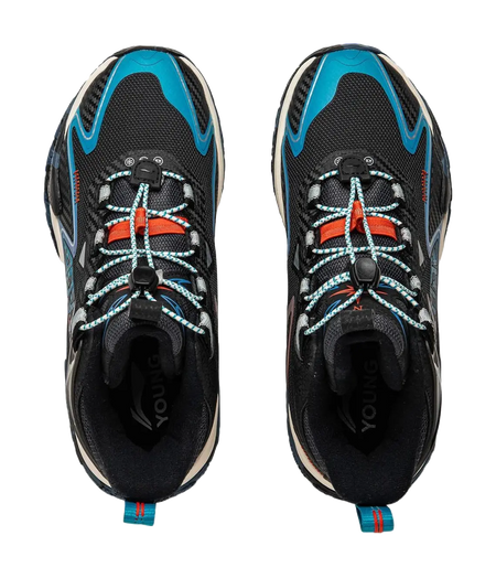 Li Ning YOUNG Outdoor Slip Resistant Cushioning Rebound Support Mid top Kids Outdoor Shoes Black Unisex  vjsneaker.com