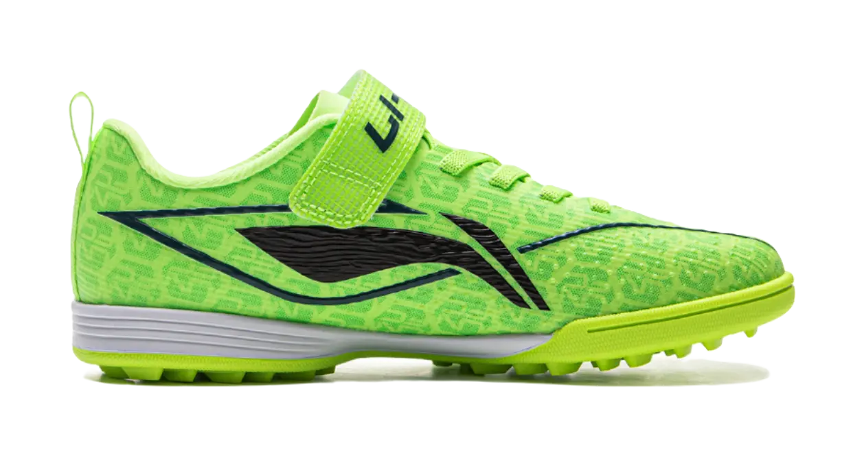 Li Ning YOUNG Soccer Ball Low top Kids Soccer Shoes Fluorescent Vanilla Green/Black Kids  vjsneaker.com
