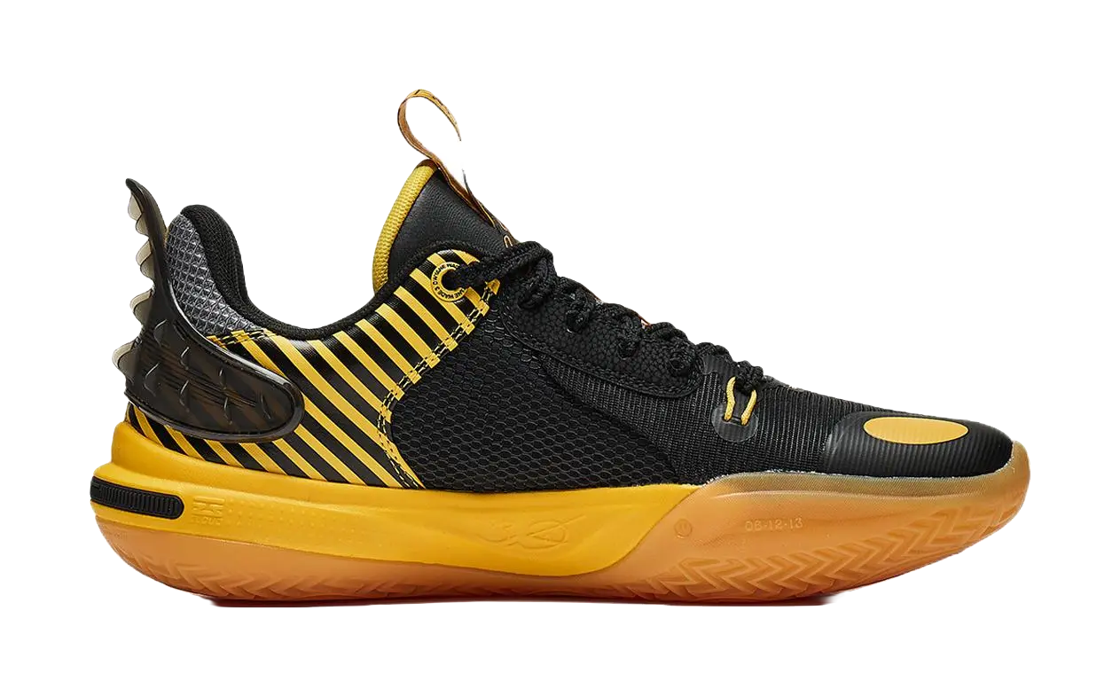 Li Ning YOUNG Synthetic Leather Low top Childrens Basketball Shoes Black Yellow Kids  vjsneaker.com