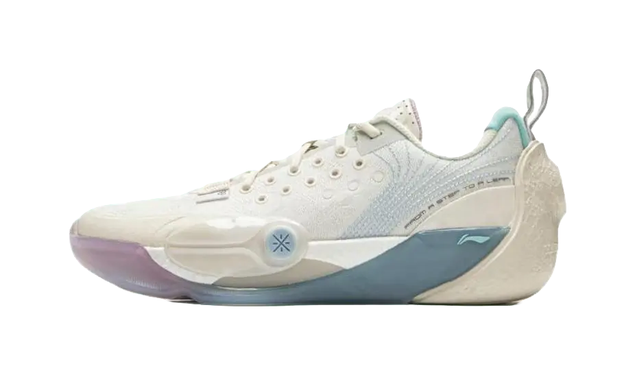 LiNing Abrasion Resistant Slip Resistant Low Top Basketball Shoes Mens White Blue 