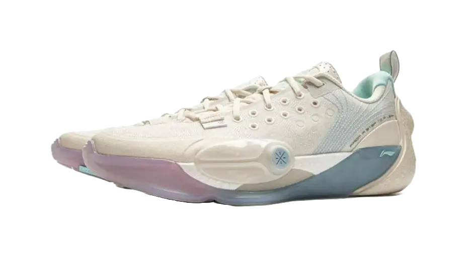 LiNing Abrasion Resistant Slip Resistant Low Top Basketball Shoes Mens White Blue 