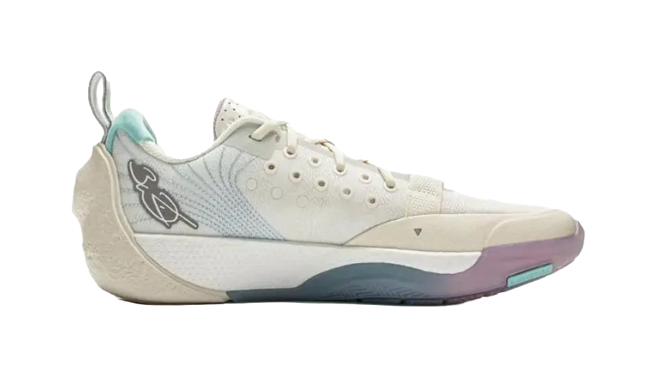 LiNing Abrasion Resistant Slip Resistant Low Top Basketball Shoes Mens White Blue