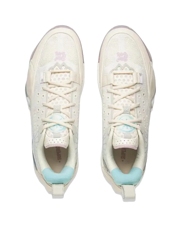 LiNing Abrasion Resistant Slip Resistant Low Top Basketball Shoes Mens White Blue 