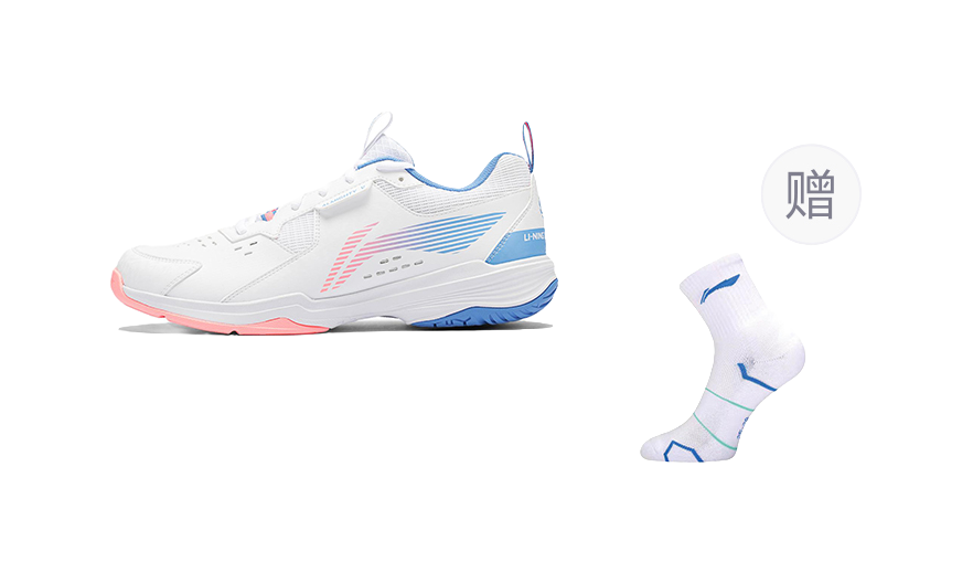 LiNing Ace Abrasion Resistant Breathable Low Top Badminton Shoes Unisex White Pink Blue 