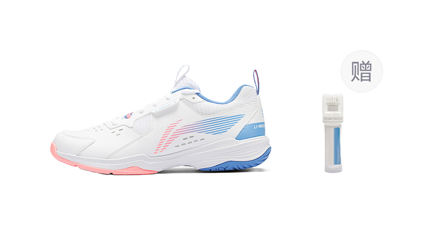 LiNing Ace Abrasion Resistant Breathable Low Top Badminton Shoes Unisex White Pink Blue 