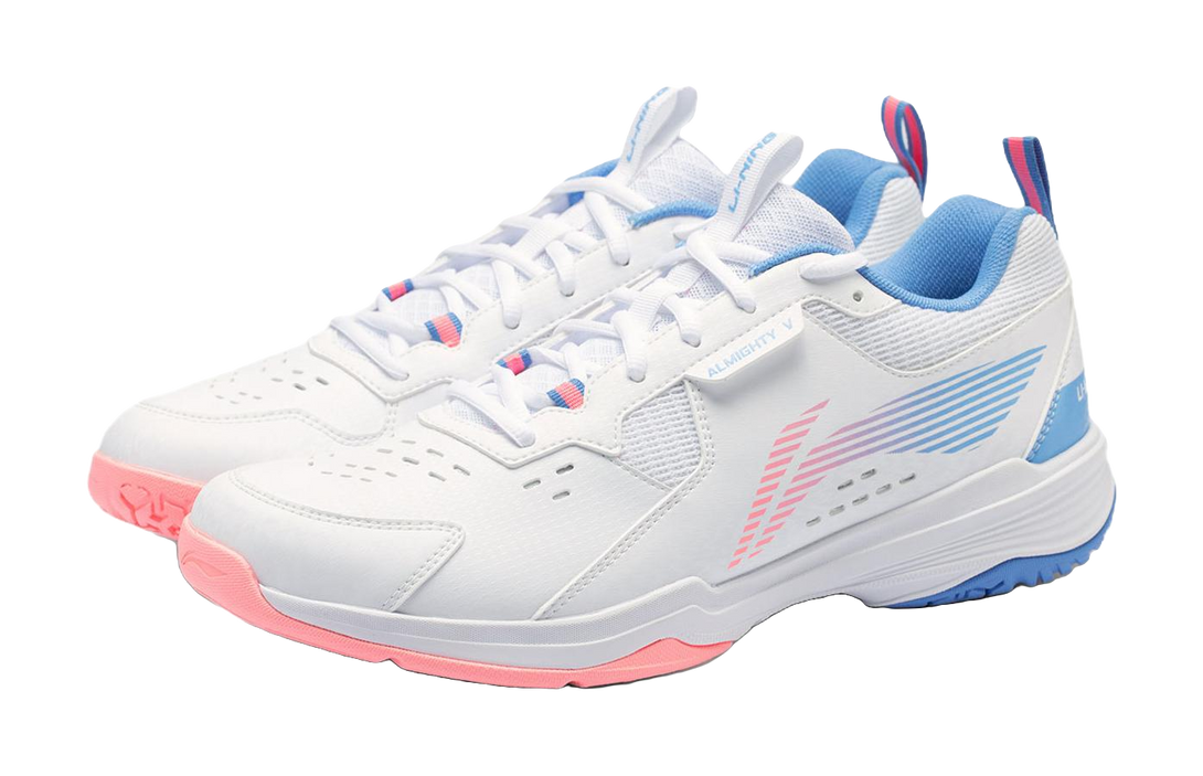 LiNing Ace Abrasion Resistant Breathable Low Top Badminton Shoes Unisex White Pink Blue 