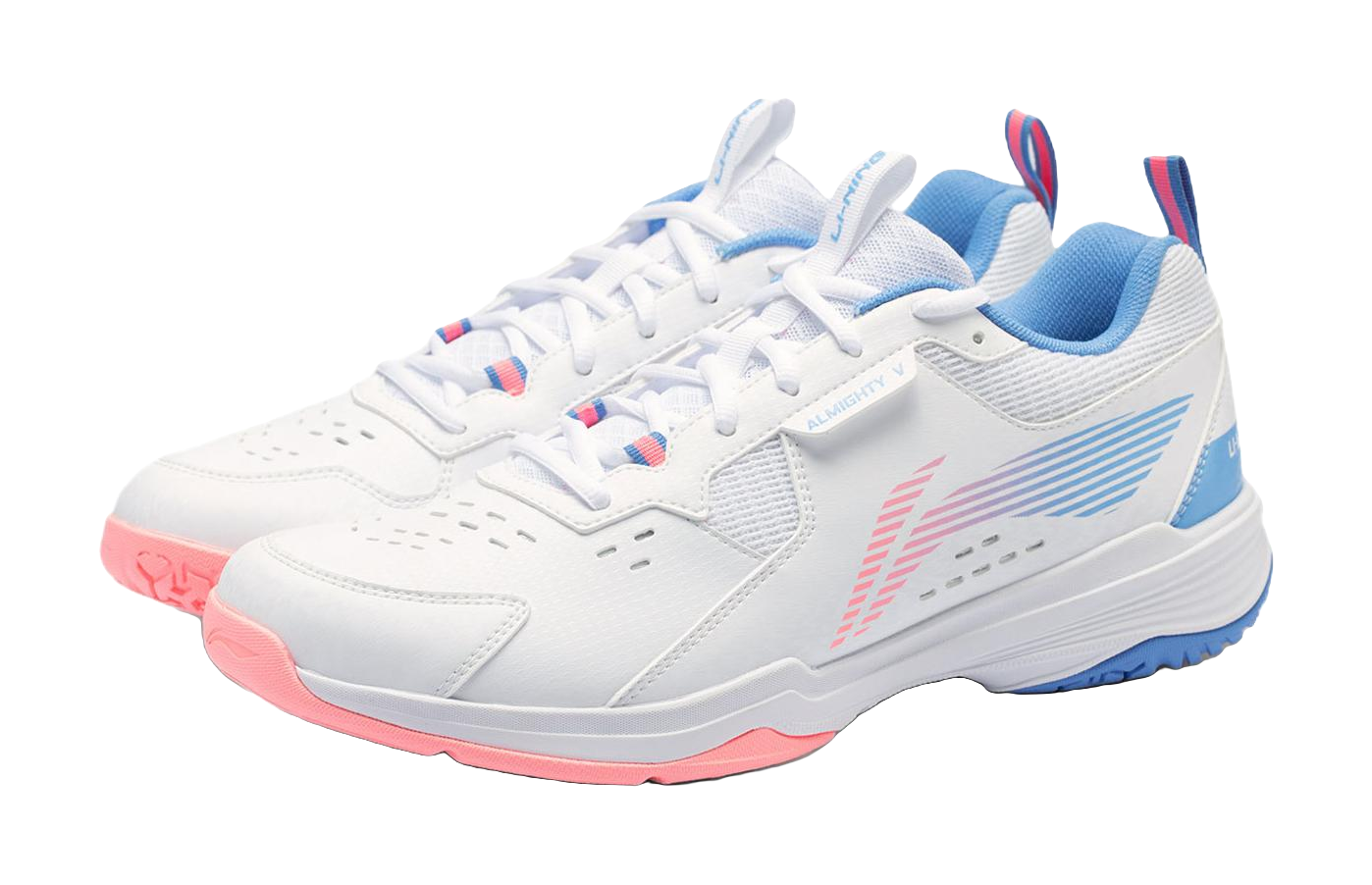 LiNing Ace Abrasion Resistant Breathable Low Top Badminton Shoes Unisex White Pink Blue 