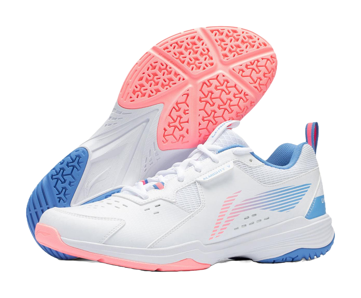 LiNing Ace Abrasion Resistant Breathable Low Top Badminton Shoes Unisex White Pink Blue 