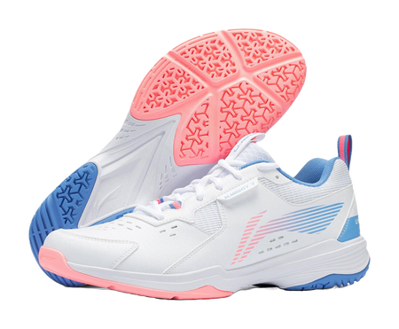 LiNing Ace Abrasion Resistant Breathable Low Top Badminton Shoes Unisex White Pink Blue 