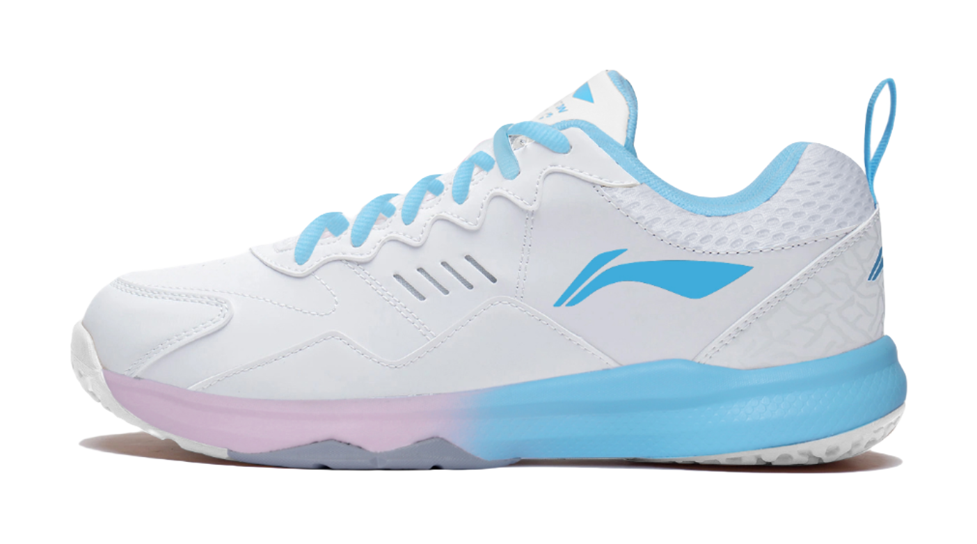 LiNing Ace Cushioned Slip-Resistant Low-Top Badminton Shoes Unisex White Blue Pink 