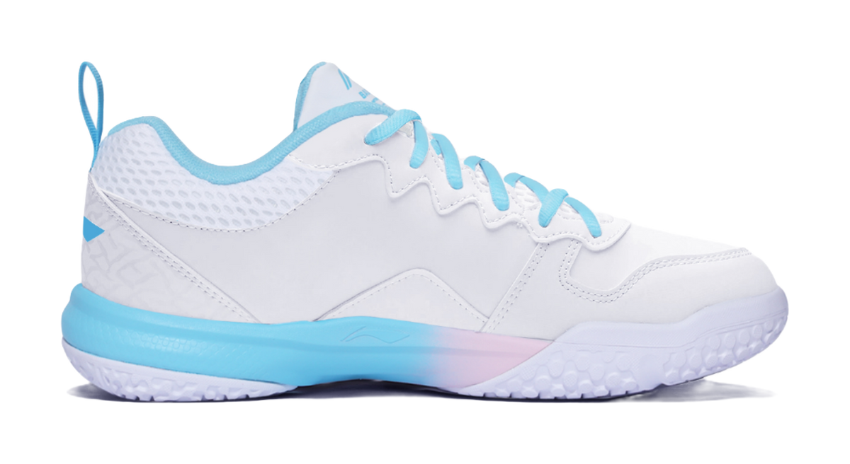 LiNing Ace Cushioned Slip-Resistant Low-Top Badminton Shoes Unisex White Blue Pink 