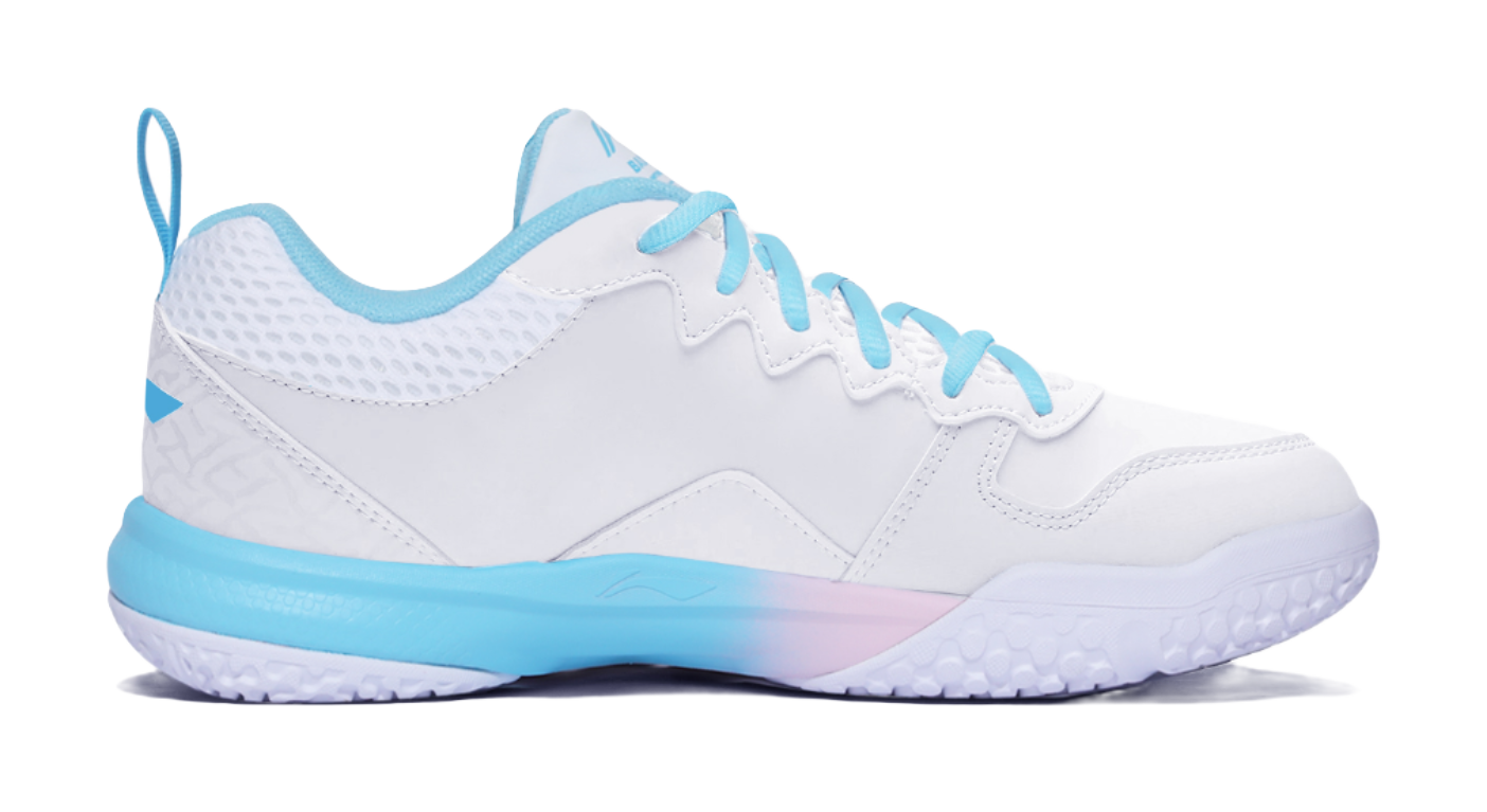 LiNing Ace Cushioned Slip-Resistant Low-Top Badminton Shoes Unisex White Blue Pink 