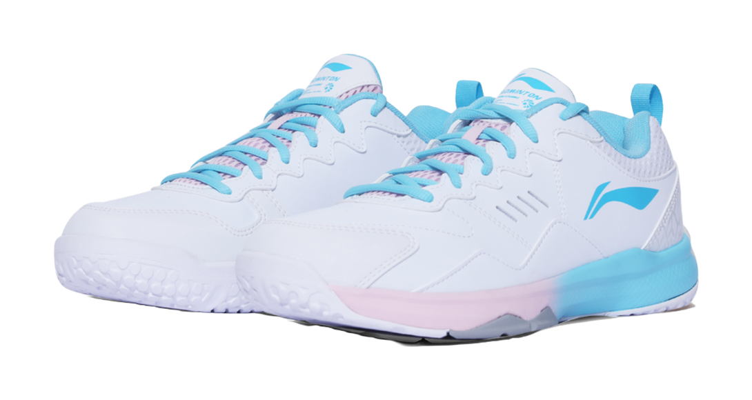 LiNing Ace Cushioned Slip-Resistant Low-Top Badminton Shoes Unisex White Blue Pink 