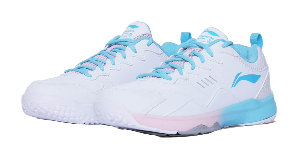 LiNing Ace Cushioned Slip-Resistant Low-Top Badminton Shoes Unisex White Blue Pink 