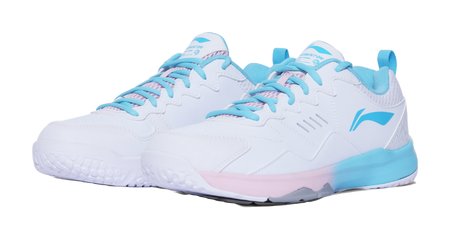 LiNing Ace Cushioned Slip-Resistant Low-Top Badminton Shoes Unisex White Blue Pink 