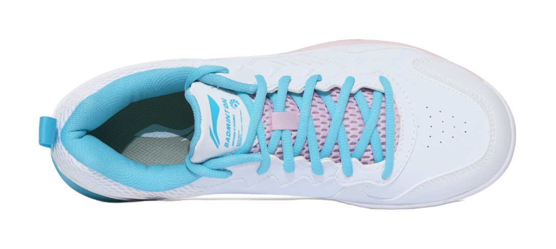 LiNing Ace Cushioned Slip-Resistant Low-Top Badminton Shoes Unisex White Blue Pink 