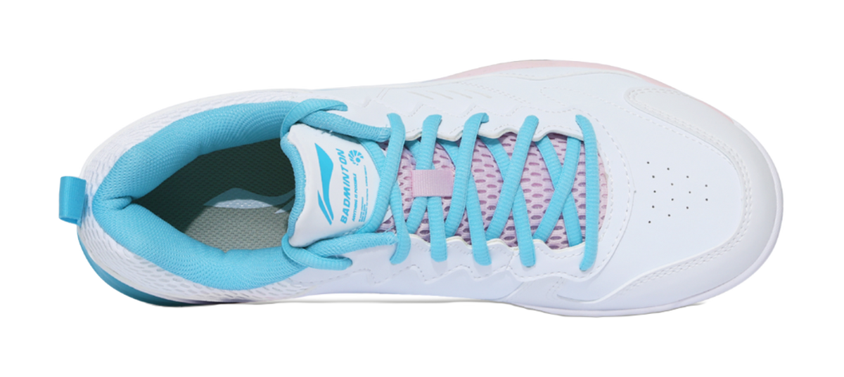 LiNing Ace Cushioned Slip-Resistant Low-Top Badminton Shoes Unisex White Blue Pink 