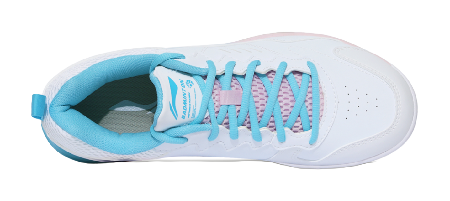 LiNing Ace Cushioned Slip-Resistant Low-Top Badminton Shoes Unisex White Blue Pink 