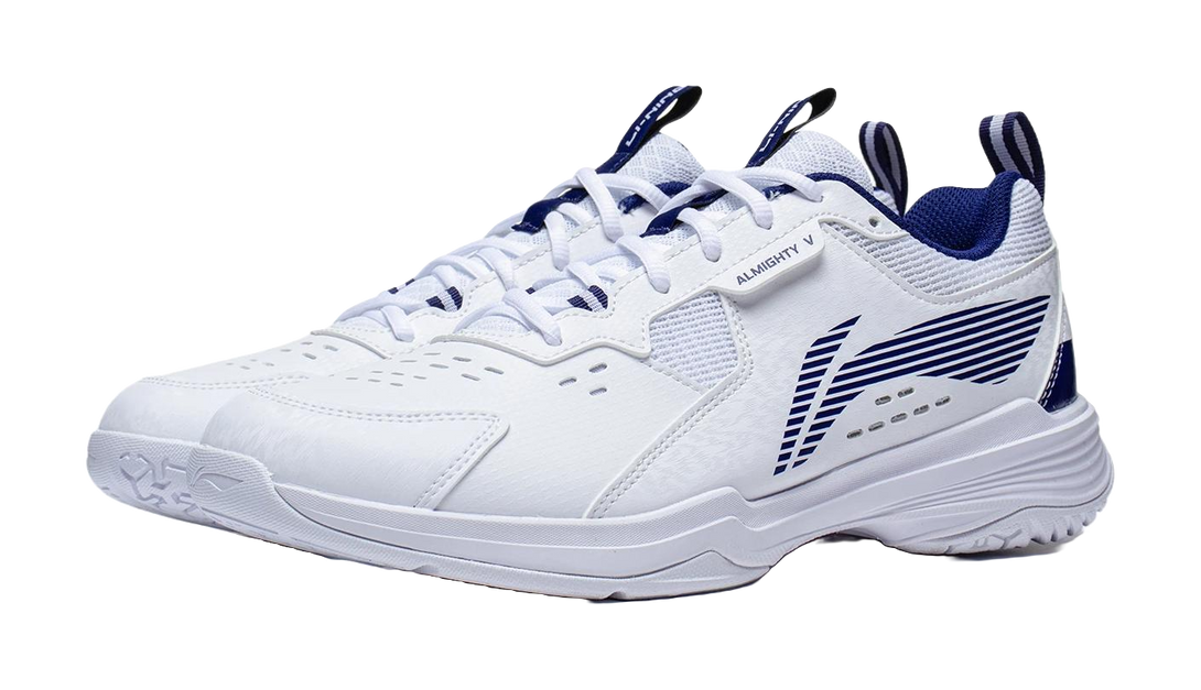 LiNing Ace V Collection Slip Resistant, Abrasion Resistant, Breathable Low top Badminton Shoes Unisex White Blue 