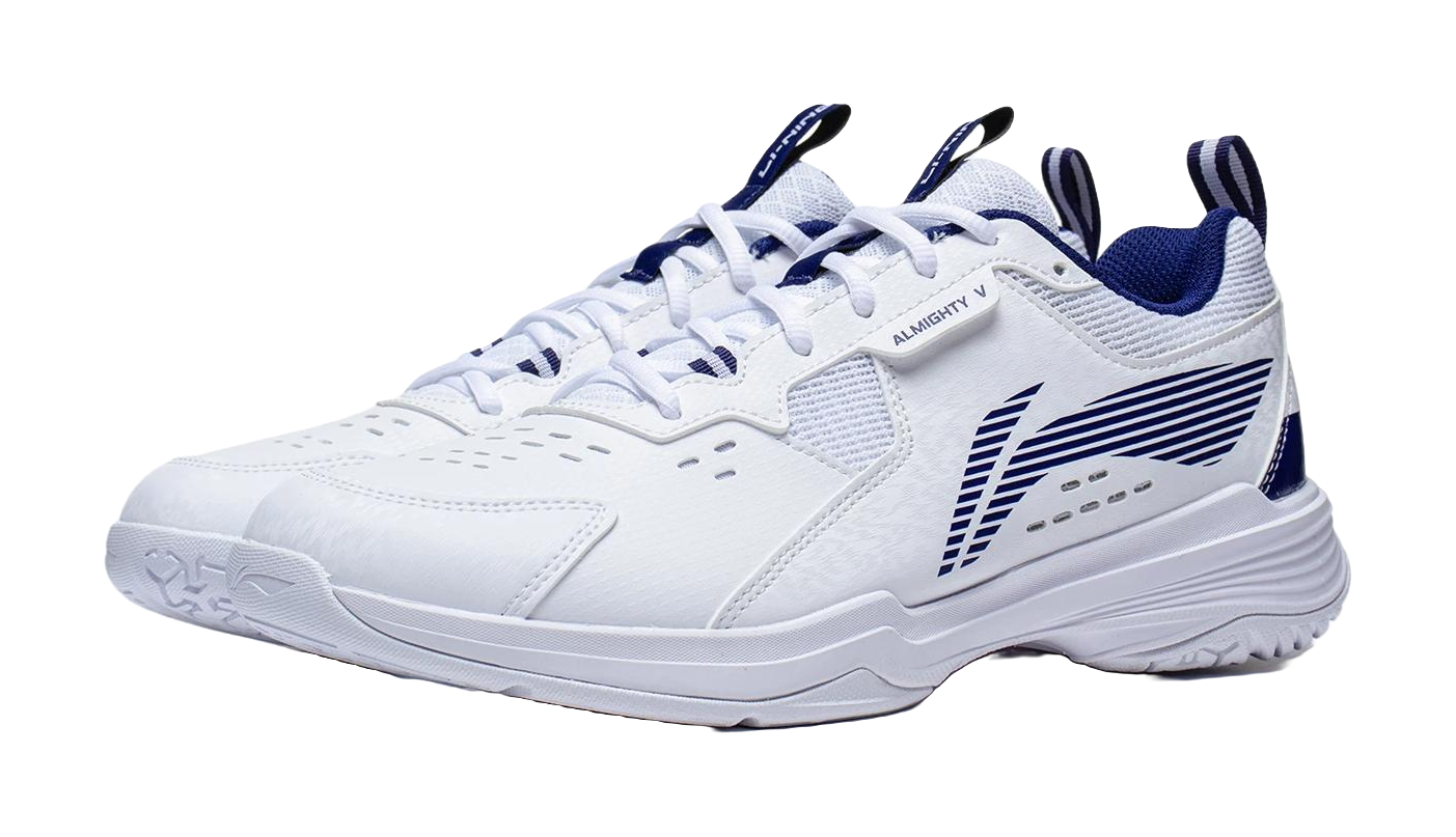 LiNing Ace V Collection Slip Resistant, Abrasion Resistant, Breathable Low top Badminton Shoes Unisex White Blue 