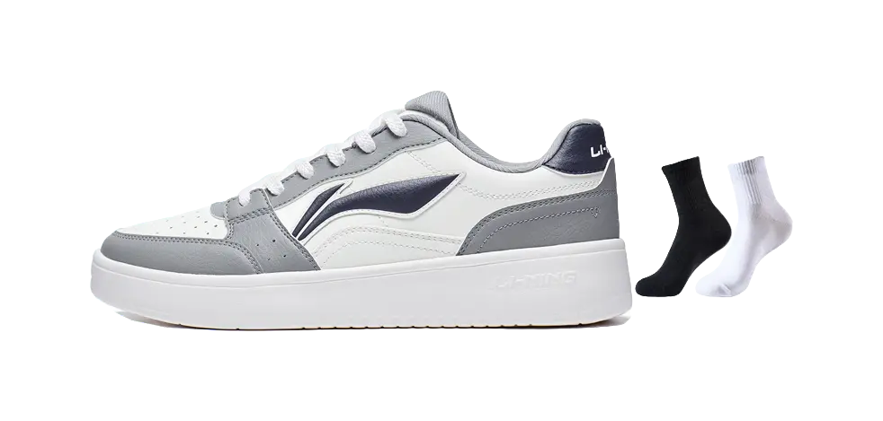 LiNing Acer Truncatum Non-slip Wear-resistant Shock Absorption Low-Top Skateboard Shoes Men's White Gray 