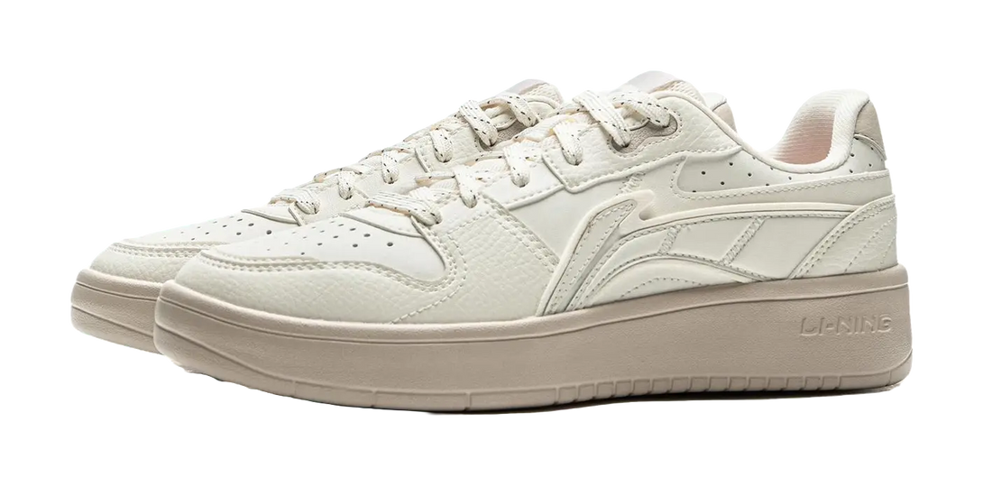 LiNing Acer Truncatum Slip Resistant Cushioning Abrasion Resistant Lightweight Low top Skateboard Shoes Women's Ecru 